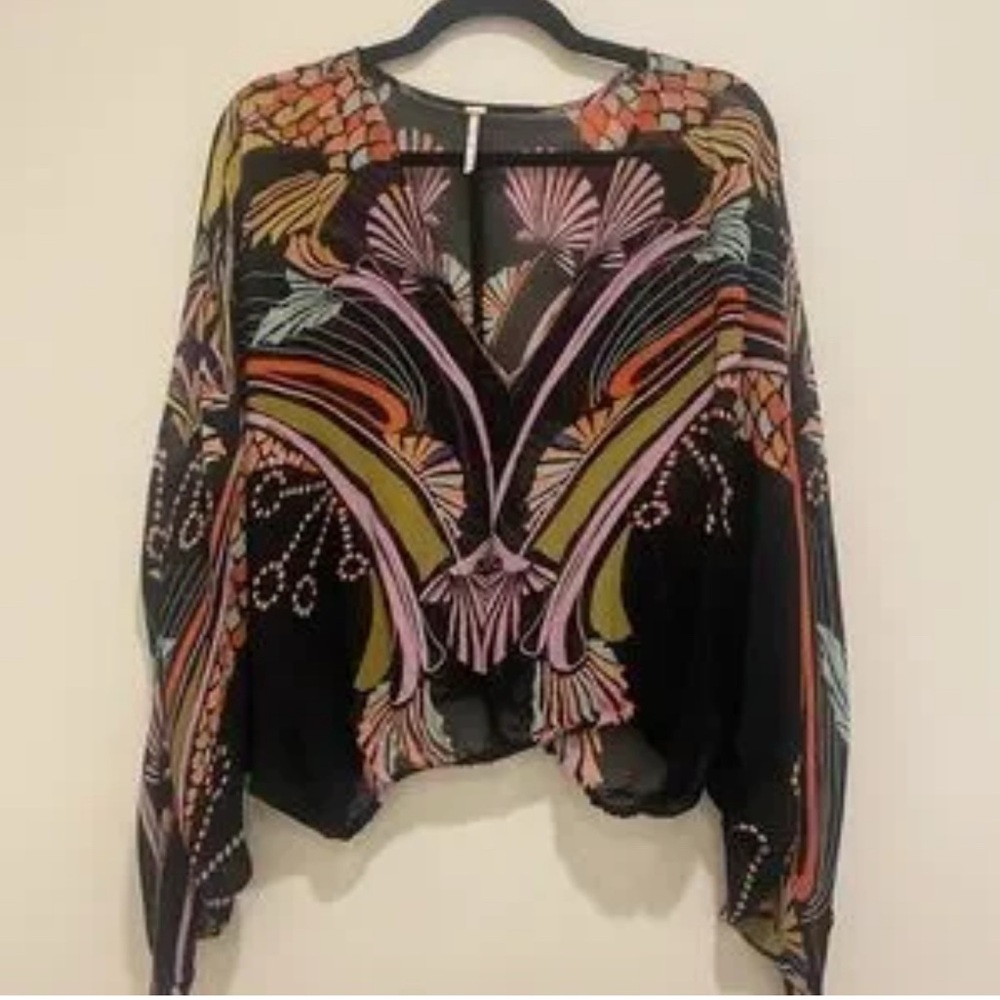 Free People Beneath The Sea Chiffon Butterfly Top - Picture 4 of 4